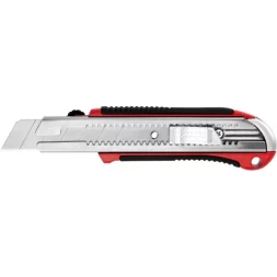 Нож URAGAN с выдвижным сегментированным лезвием, металлический обрезиненный корпус, автостоп, сталь У8А, 25мм 9185