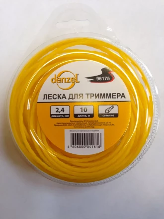 Леска для триммера квадратная витая 2.4мм х 10м  Denzel Россия 96175 купить в Ханты-Мансийске