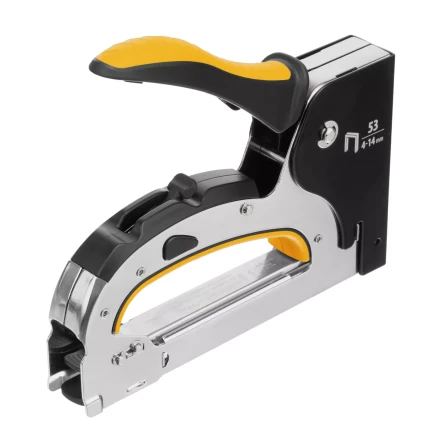 Степлер мебельный Denzel 40211, стальной корпус, быстрая загрузка, регул. силы удара, тип 53, 4-14 мм купить в Ханты-Мансийске