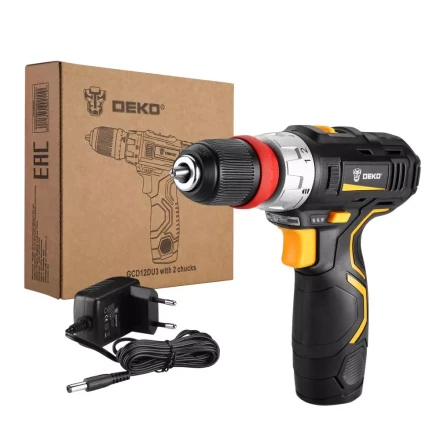 Дрель аккумуляторная в наборе DEKO GCD12DU3 3 в 1, 063-4081 купить в Ханты-Мансийске