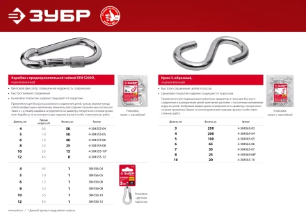 ЗУБР DIN 5299D, 10 мм, 15 шт, карабин с предохранительной гайкой (4-304555-10) купить в Ханты-Мансийске