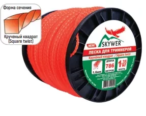 Леска для триммера SQUARE TWIST (квадрат крученый) катушка 4,0ММХ120М купить в Ханты-Мансийске