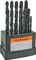 Набор сверл по мет 1,0-10,0 мм 19 шт Кратон 1 05 01 006