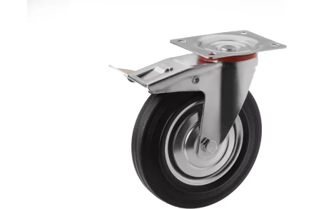 Аппаратное поворотное колесо с тормозом HITCH 75*22 резина черная SCb93 (SZ084865) купить в Ханты-Мансийске