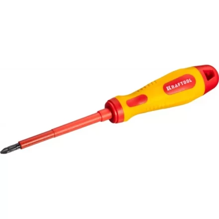 Отвертка KRAFTOOL, высоковольтная, Cr-Mo-V стержень, двухкомпонент. маслобензостойкая рукоятка, PH №2, 100мм 250084-2-100 купить в Ханты-Мансийске