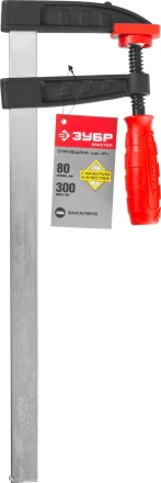 Струбцина ЗУБР &quot;МАСТЕР&quot;, тип &quot;F&quot;, пластмассовая ручка, стальная закаленная рейка, 80х300мм 32150-080-300 купить в Ханты-Мансийске