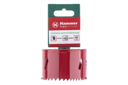Коронка биметаллическая HAMMER Ф68х38мм 5/8" BiMETALL (224-013) купить в Ханты-Мансийске