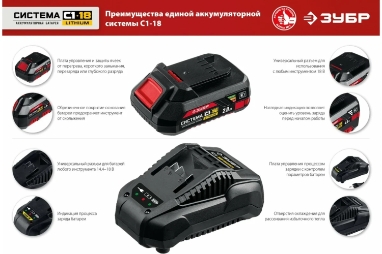 Аккумуляторная батарея Li-Ion, 18 В, 4 Ач, тип С1 АКБ-С1-18-4 купить в Ханты-Мансийске