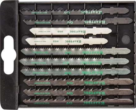 Набор KRAFTOOL Полотна для эл/лобзика, по дереву, ДСП, фанере, мягкому листовому металлу, EU-хвост., 10шт 159590-H10 купить в Ханты-Мансийске