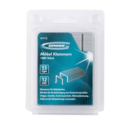 Скобы 12 мм для мебельного степлера усиленные тип 53 1000 шт GROSS 41712 купить в Ханты-Мансийске
