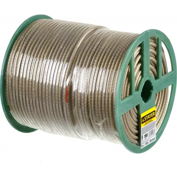Трос стальной в полимерной оболочке, d=6,0 мм, L=150 м, STAYER Master 30410-60 30410-60 купить в Ханты-Мансийске