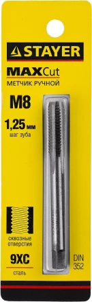 Метчик STAYER &quot;MASTER&quot; одинарный, для сквозных отверстий, сталь 9ХС, М8х1,25 28020-08-1.25 купить в Ханты-Мансийске