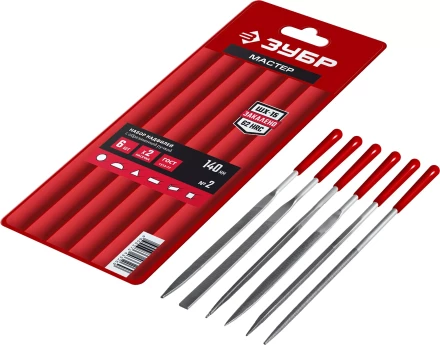 ЗУБР 6 шт, 140 мм, в чехле, с ручками, набор надфилей (16014-H6) купить в Ханты-Мансийске