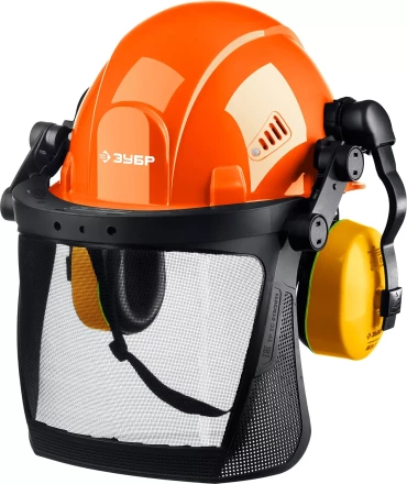 ЗУБР ТРИАДА, защитная каска в комплекте с наушниками и защитным сетчатым экраном, Профессионал (11099) купить в Ханты-Мансийске