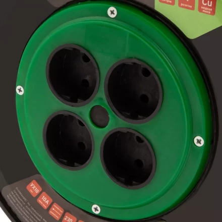 Удлинитель силовой 50 м Сибртех 95855, 10А, тип УХ10, ПВС, на кабельной катушке, 4 розетки без заземления купить в Ханты-Мансийске