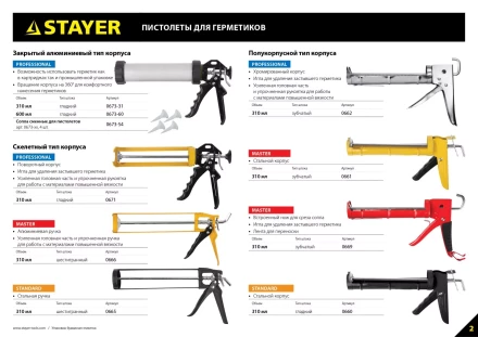 Пистолет для герметика STAYER &quot;STANDARD&quot; 0660, полукорпусной, гладкий шток, 310мл 0660 купить в Ханты-Мансийске