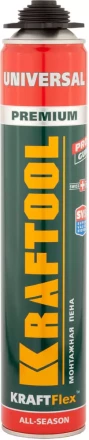 Пена "PREMIUM" профессиональная, монтажная, пистолетная, всесезонная, 750мл, KRAFTOOL 41182_z01 купить в Ханты-Мансийске