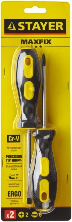 Набор STAYER "MASTER": Отвертки слесарные, двухкомпонентная рукоятка, магнитный наконечник, 2 / 6мм - 100мм, 2шт 2513-H2_z01 купить в Ханты-Мансийске
