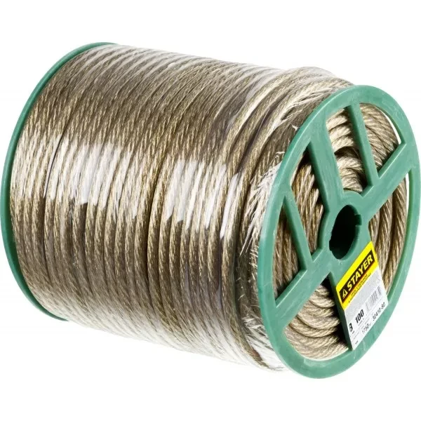 Трос стальной в полимерной оболочке, d=8,0 мм, L=100 м, STAYER Master 30410-80 30410-80 купить в Ханты-Мансийске