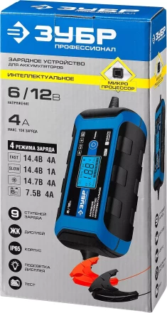 Зарядные устройства 4 А серия ПРОФЕССИОНАЛЗарядное устройство ЗУБР Профессионал 6/12 В, 4А, IP65, ЗУ-120 59300 купить в Ханты-Мансийске