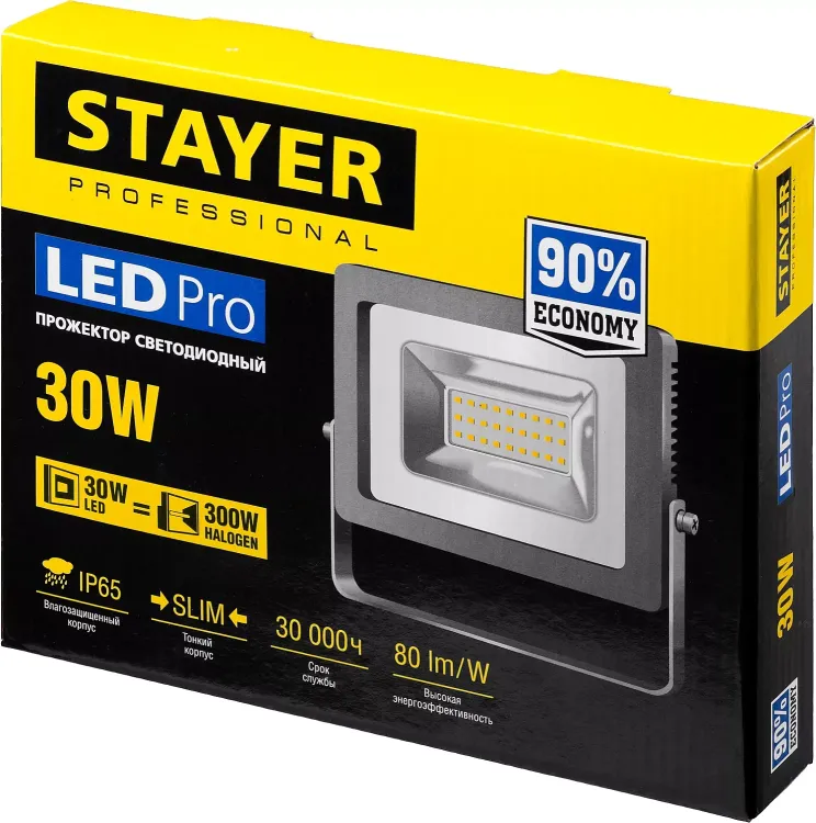 Прожектор LEDPro светодиодный, STAYER Profi 57131-30, 30Вт 57131-30 купить в Ханты-Мансийске