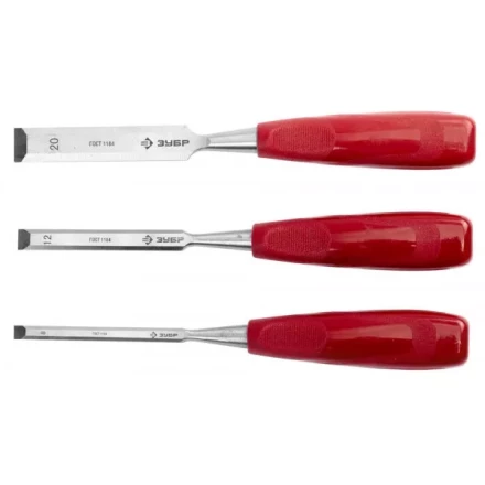 Набор ЗУБР Стамески &quot;МАСТЕР&quot; с пластмассовой ручкой, 8; 12; 20мм, 3шт 18094-H3 купить в Ханты-Мансийске