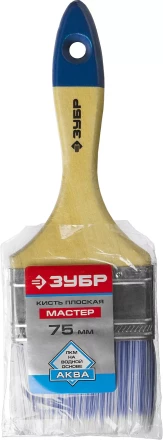 Кисть плоская  ЗУБР &quot;АКВА-МАСТЕР&quot;, искусственная щетина, деревянная ручка, 75мм 4-01007-075 купить в Ханты-Мансийске