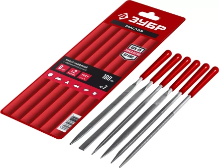 ЗУБР 6 шт, 160 мм, в чехле, с ручками набор надфилей (16016-H6) купить в Ханты-Мансийске