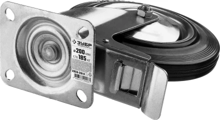 ЗУБР d 200 мм, г/п 185 кг, игольчатый подшипник, резина/металл, поворотное колесо c тормозом, Профессионал (30936-200-B) купить в Ханты-Мансийске