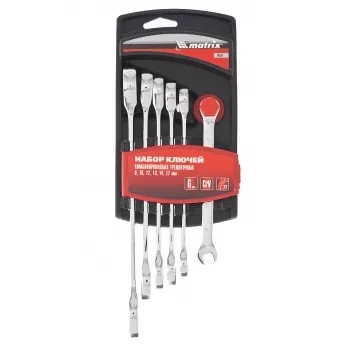 Набор ключей комбинированных трещеточных 6 штук Matrix 14511 купить в Ханты-Мансийске