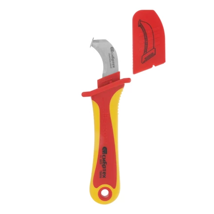 Нож диэлектрический Сибртех до 1000 В, для снятия оплетки электрокабелей 78808 купить в Ханты-Мансийске