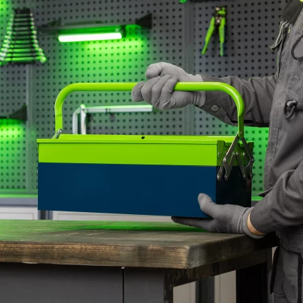 Ящик для инструмента Сибртех 90750, 430 х 200 х 160 мм, три секции, металлический купить в Ханты-Мансийске