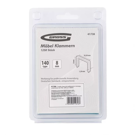 Скобы 8 мм для мебельного степлера усиленные тип 140 1250 шт GROSS 41738 купить в Ханты-Мансийске