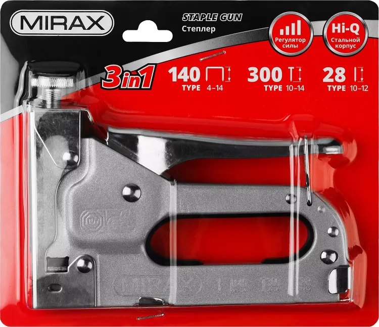 Степлер для скоб 3-в-1: тип 140 (4-14 мм) / 300 (10-14 мм) / 28 (10-12 мм), MIRAX 3146 купить в Ханты-Мансийске