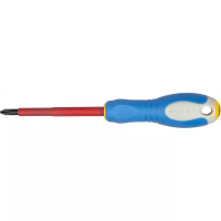 ЗУБР "ПРОФИ ЭЛЕКТРИК". Отвертка Cr-V, трехкомпонент рукоятка, высоковольтная до ~1000В, PH №2, 100 мм 25262-2-100