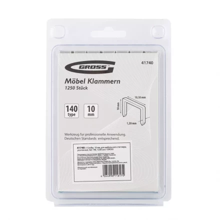 Скобы 10 мм для мебельного степлера усиленные тип 140 1250 шт GROSS 41740 купить в Ханты-Мансийске