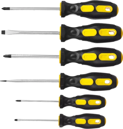 Набор STAYER "MASTER": Отвертки слесарные, двухкомпонентная рукоятка, магнитный наконечник, 6шт 2513-H6_z01 купить в Ханты-Мансийске