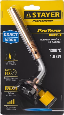 Газовая горелка &quot;ProTerm&quot; на баллон, STAYER &quot;PROFESSIONAL&quot; 55586, регулировка пламени, вихревое пламя, цанговое соединение, 1300С 55586 купить в Ханты-Мансийске