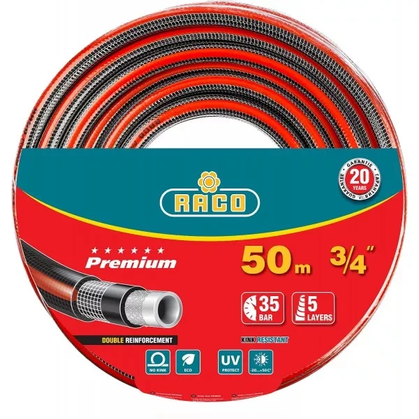 Шланг RACO "PREMIUM" поливочный, 40атм., армированный, 3-х слойный, 3/4"х50м 40300-3/4-50 купить в Ханты-Мансийске