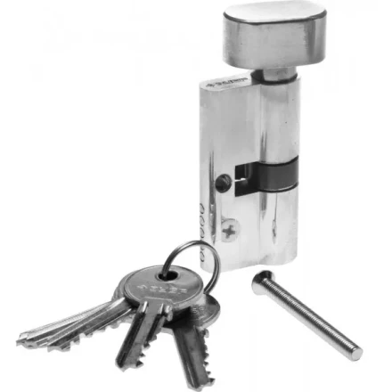 Механизм ЗУБР &quot;МАСТЕР&quot; цилиндровый, тип &quot;ключ-защелка&quot;, цвет хром, 5-PIN, 60мм 52103-60-2 купить в Ханты-Мансийске