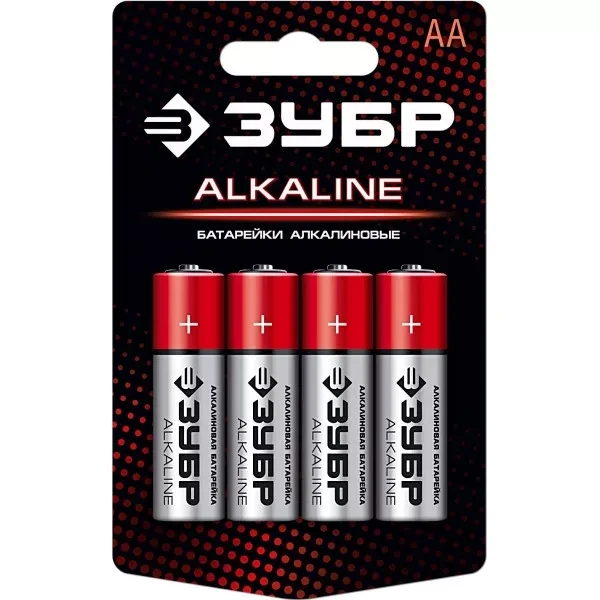 Батарейка "ЗУБР" "ALCALINE" щелочная (алкалиновая), "AA", 1,5В, 4шт 59223-4C купить в Ханты-Мансийске