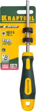 Отвертка KRAFTOOL, Cr-Mo-V сталь, двухкомпонентная противоскользящая рукоятка, HEX, №6x100мм 250075-6-100 купить в Ханты-Мансийске