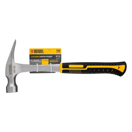 Молоток-гвоздодер 560 г Denzel 10424, цельнометаллический, двухкомпонентная рукоятка купить в Ханты-Мансийске