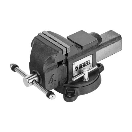 Тиски слесарные BVH-100, 100 мм, поворотные, стальная направляющая, с наковальней //Denzel 18683 купить в Ханты-Мансийске