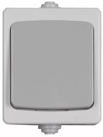 Выключатель СВЕТОЗАР &quot;АВРОРА&quot; одноклавишный, IP44, цвет серо-белый, 10А/~250В SV-54332-W купить в Ханты-Мансийске