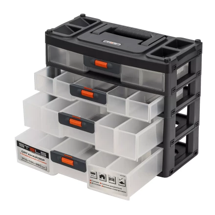 Органайзер для хранения с выдвижными лотками Stels 310х150х260мм, 4 секции, пластик Россия 90728 купить в Ханты-Мансийске
