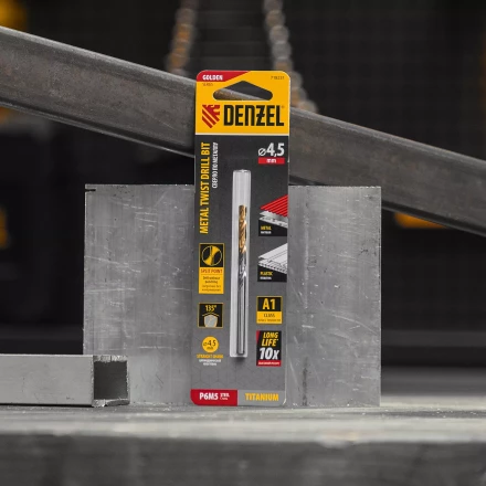 Сверло спиральное по металлу Denzel 4,5 x 80 мм, Р6М5, Golden Tip, 718231 купить в Ханты-Мансийске