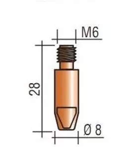 Наконечник к горелке полуавтомата M6  диаметр 1,6 мм L28 тело 8  AL Aurora купить в Ханты-Мансийске