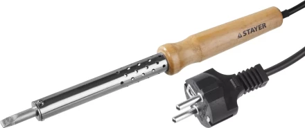 Паяльник с деревянной рукояткой и долговечным жалом, STAYER &quot;MASTER&quot; MAXTerm, 55310-100, 100 Вт, клин 55310-100 купить в Ханты-Мансийске