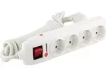 Удлинитель бытовой с заземлением, выключателем и шторками, 3*1,5мм*3м, 4 розетки, 16A, STERN 95746 купить в Ханты-Мансийске